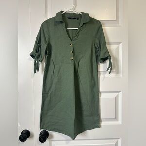 Vero Moda Linen Blend Shift Dress with Tie Sleeves